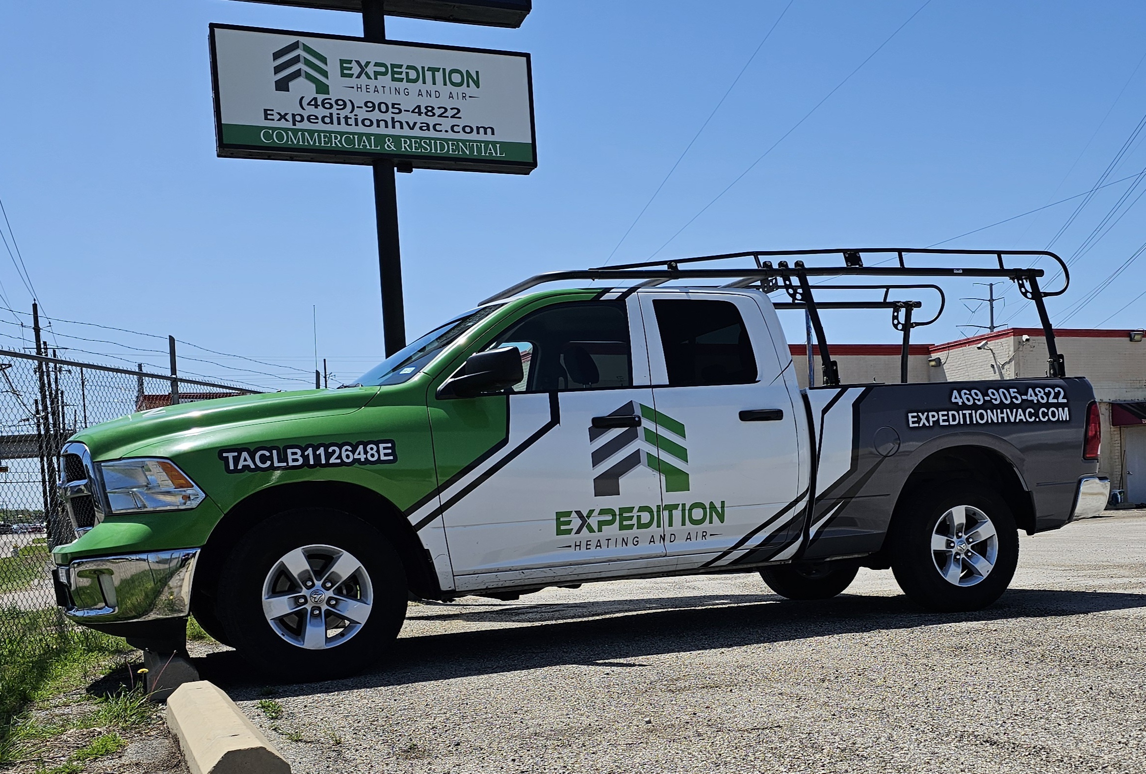 Expedition Heating and Air technician performing AC tune-up on a home in Garland TX before summer