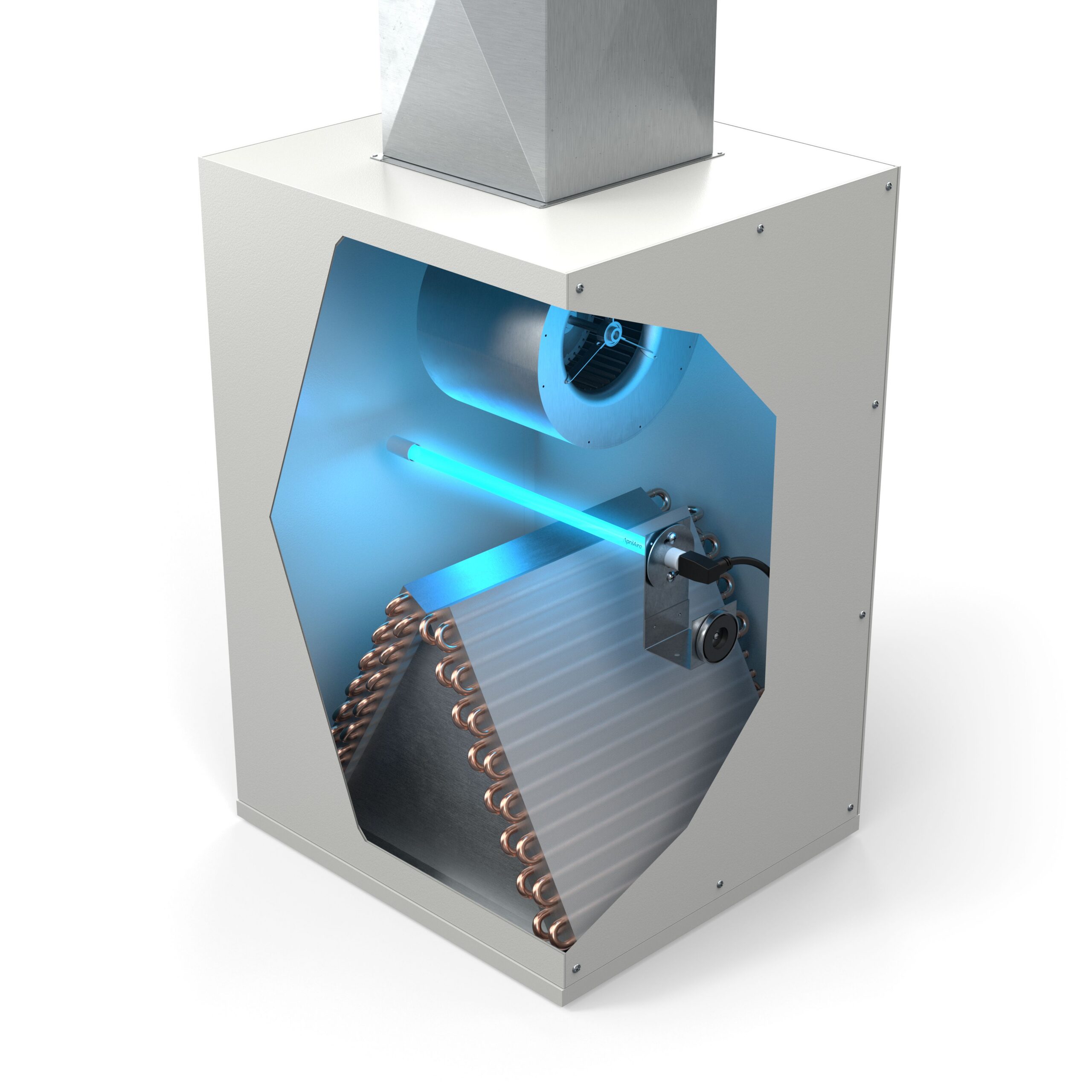 AprilAire AUV24V UV-C Coil Cleaner installed in HVAC air handler by Expedition HVAC DFW